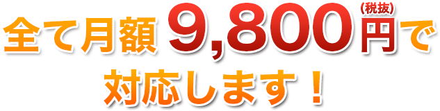 全て月額9,800円で対応します